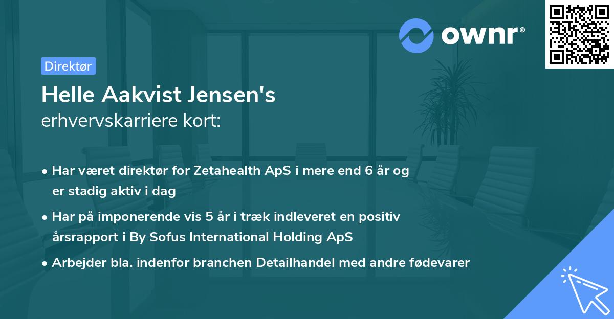 Helle Aakvist Jensen's erhvervskarriere kort