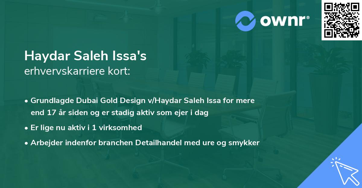 Haydar Saleh Issa's erhvervskarriere kort