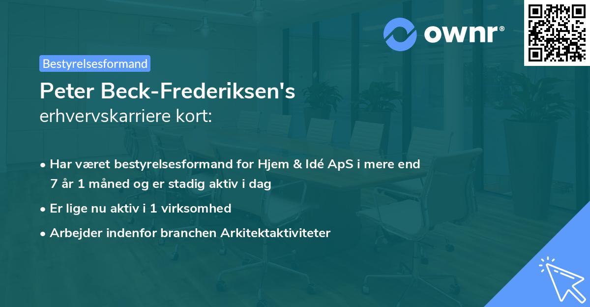Peter Beck-Frederiksen's erhvervskarriere kort