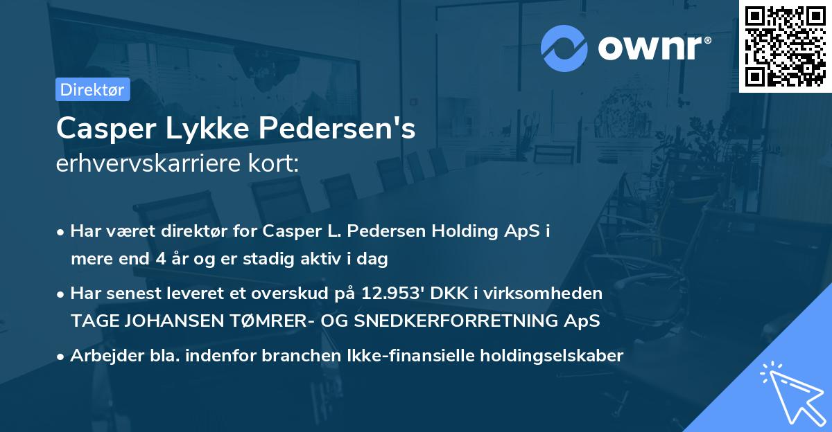 Casper Lykke Pedersen's erhvervskarriere kort