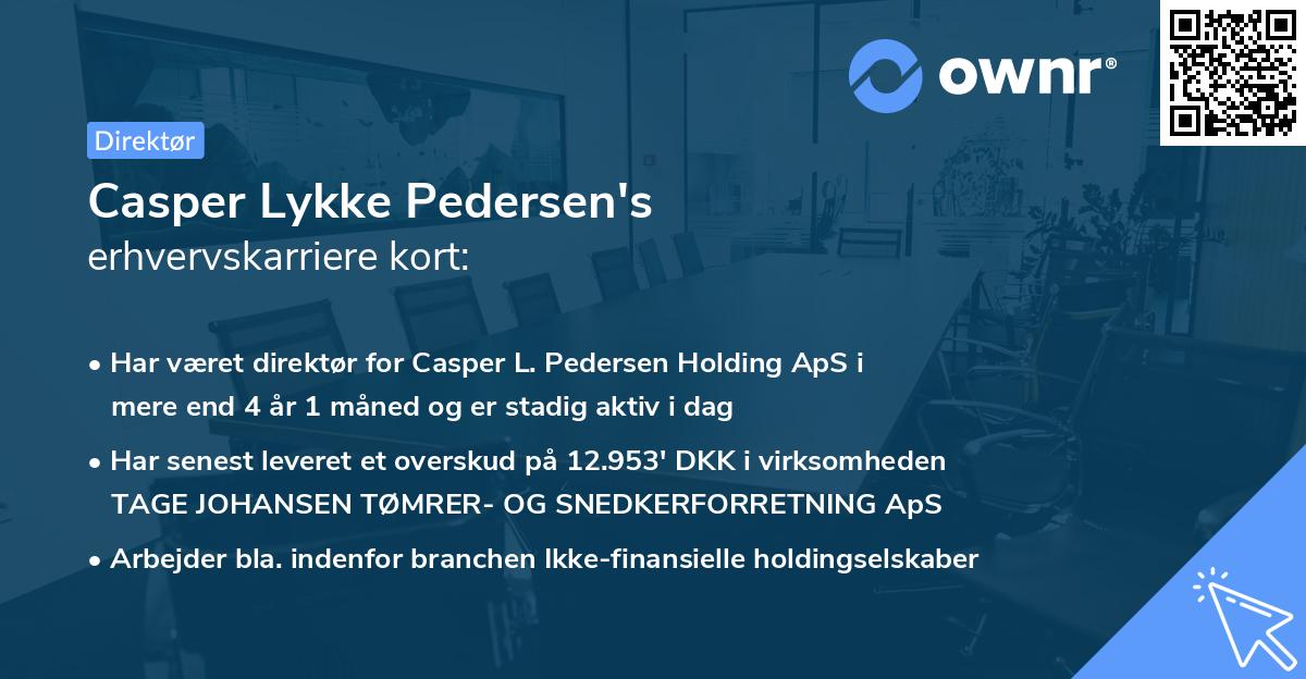 Casper Lykke Pedersen's erhvervskarriere kort