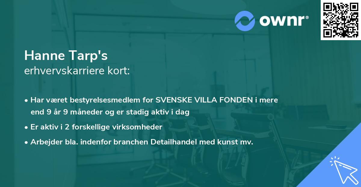 Hanne Tarp's erhvervskarriere kort