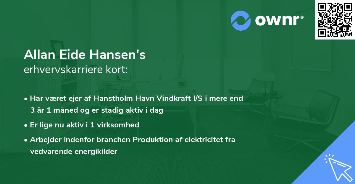 Allan Eide Hansen's erhvervskarriere kort