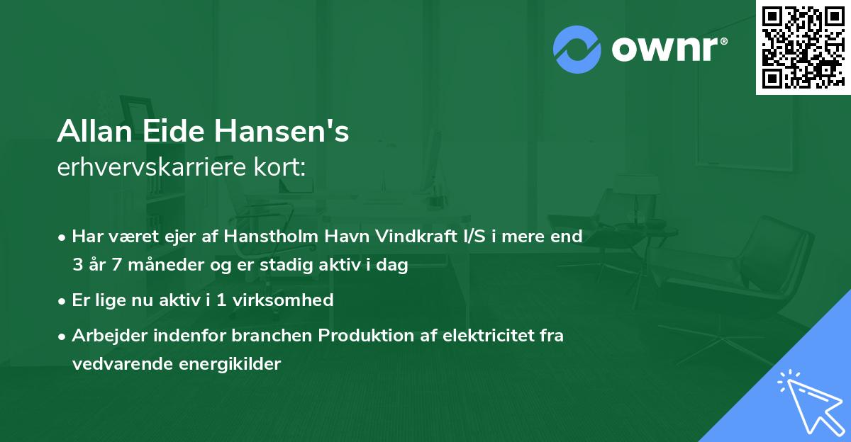 Allan Eide Hansen's erhvervskarriere kort