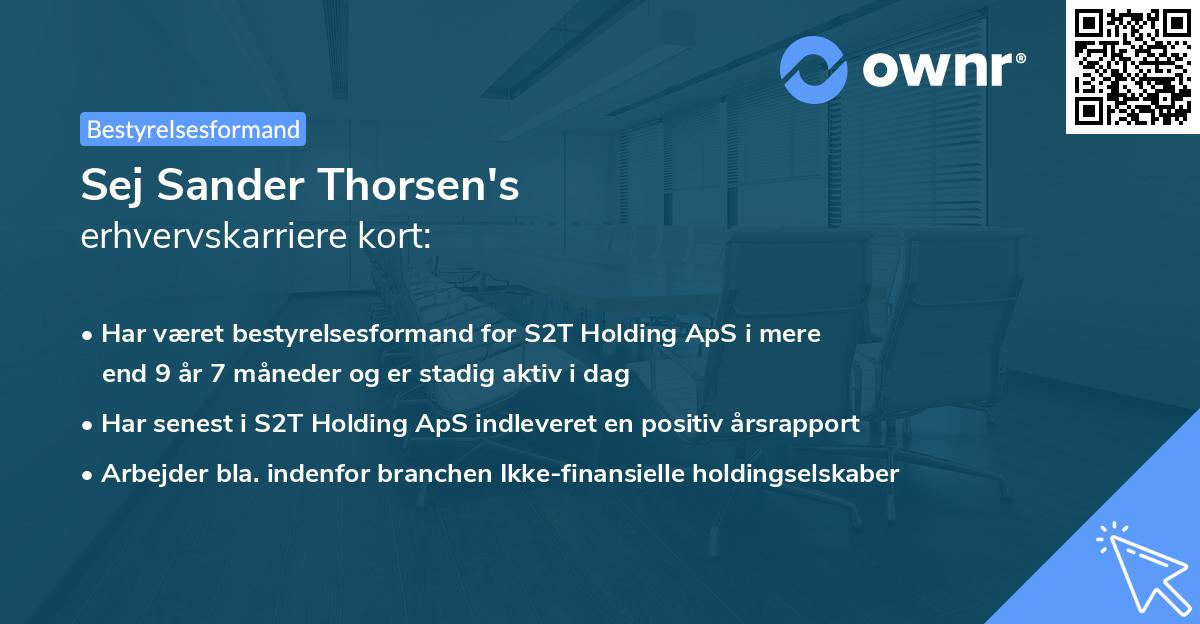 Sej Sander Thorsen's erhvervskarriere kort