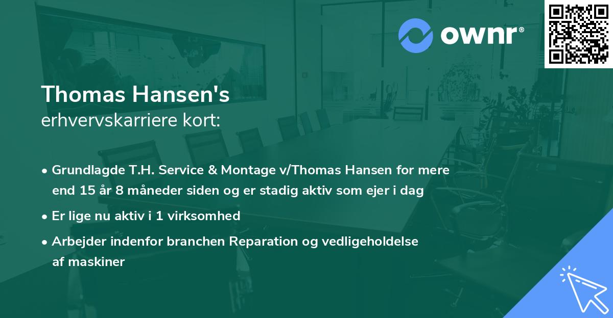 Thomas Hansen's erhvervskarriere kort