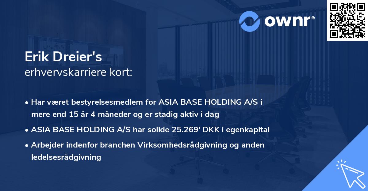 Erik Dreier's erhvervskarriere kort