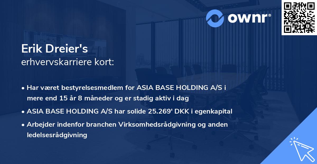 Erik Dreier's erhvervskarriere kort