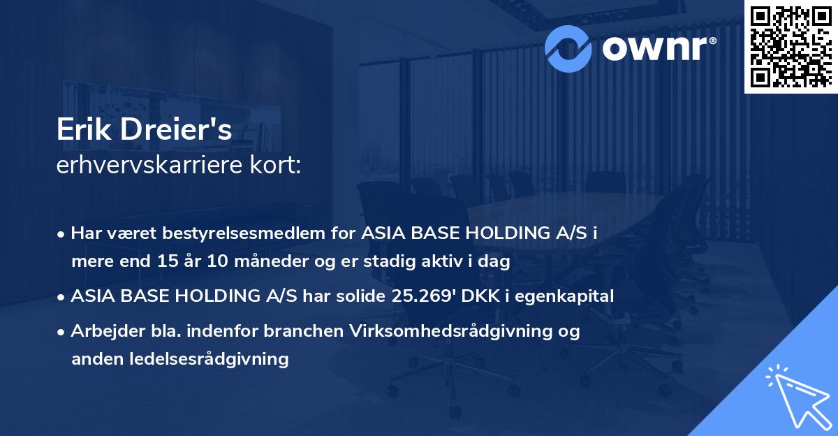 Erik Dreier's erhvervskarriere kort