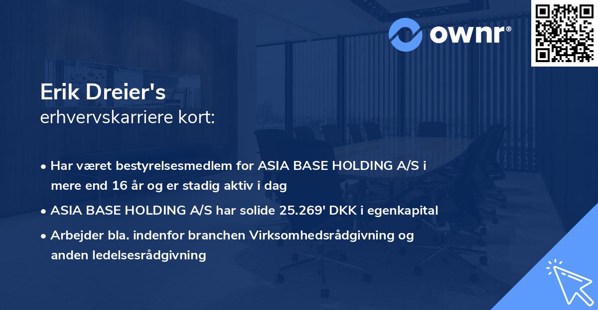 Erik Dreier's erhvervskarriere kort