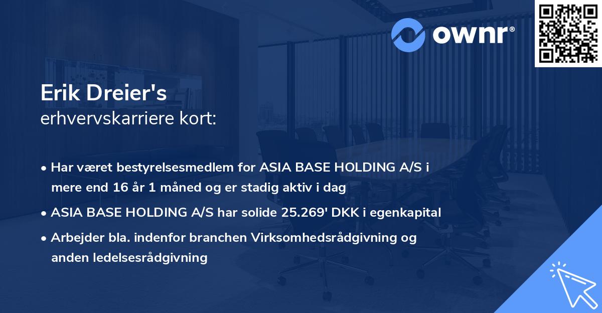Erik Dreier's erhvervskarriere kort