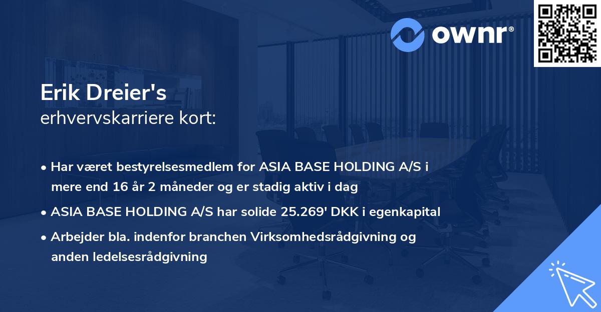 Erik Dreier's erhvervskarriere kort