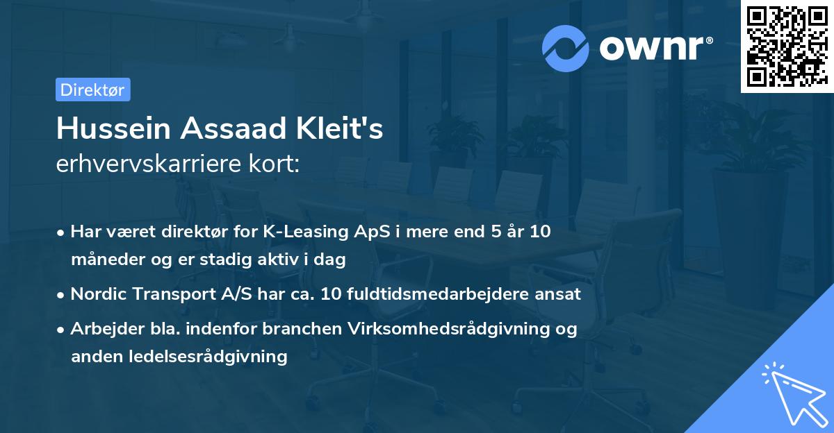 Hussein Assaad Kleit's erhvervskarriere kort