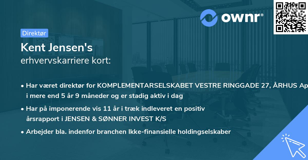 Kent Jensen's erhvervskarriere kort