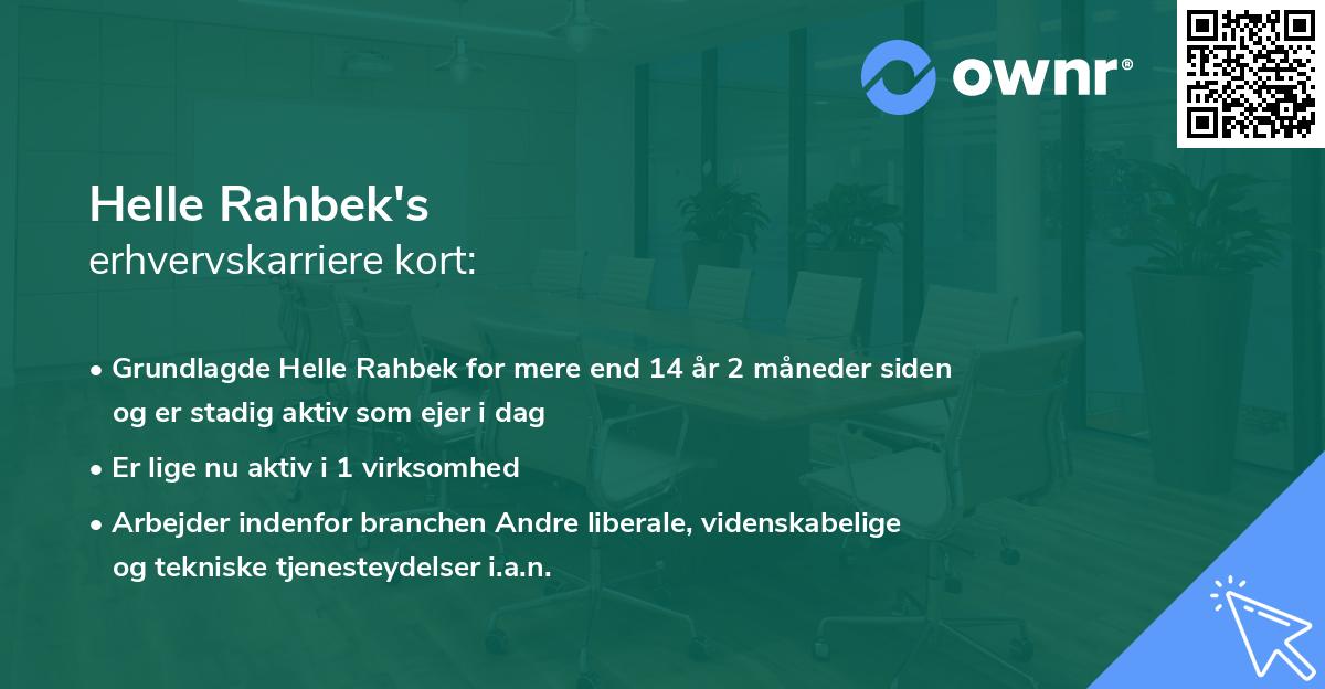 Helle Rahbek's erhvervskarriere kort