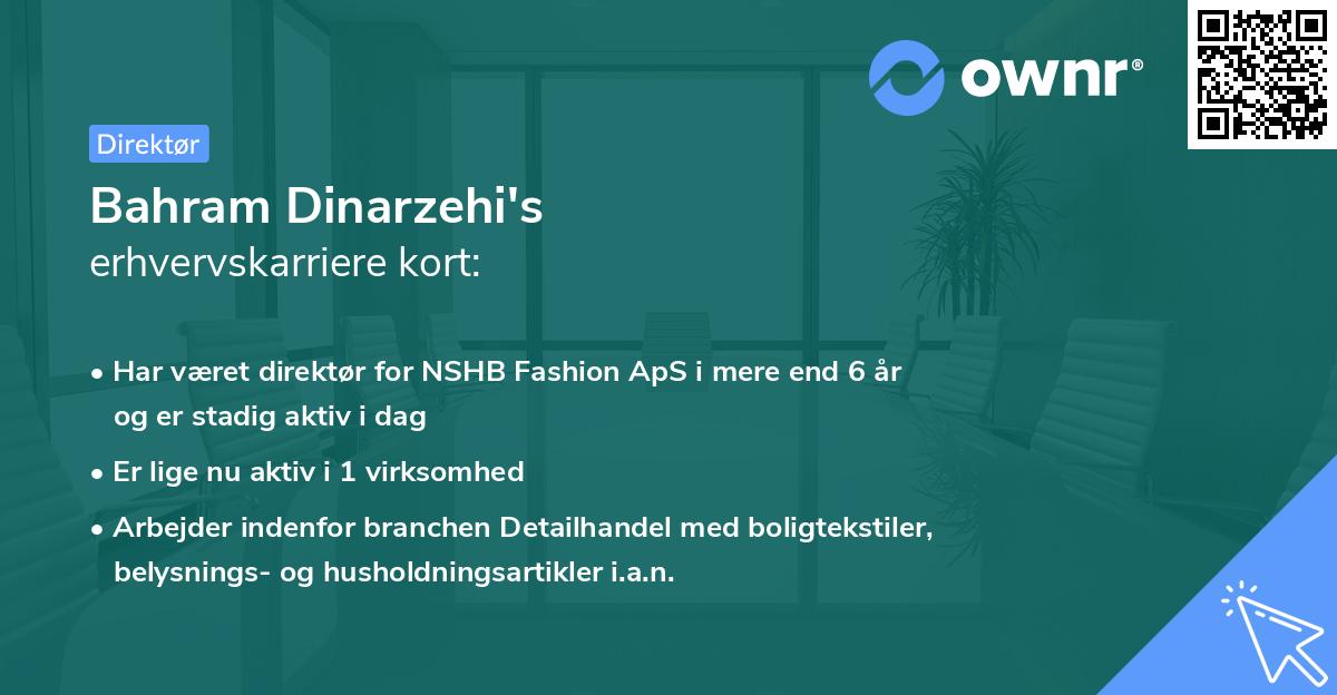 Bahram Dinarzehi's erhvervskarriere kort