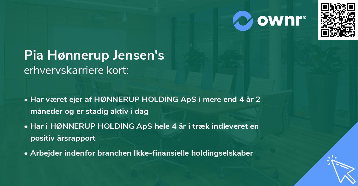 Pia Hønnerup Jensen's erhvervskarriere kort