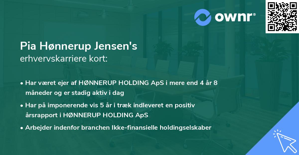 Pia Hønnerup Jensen's erhvervskarriere kort