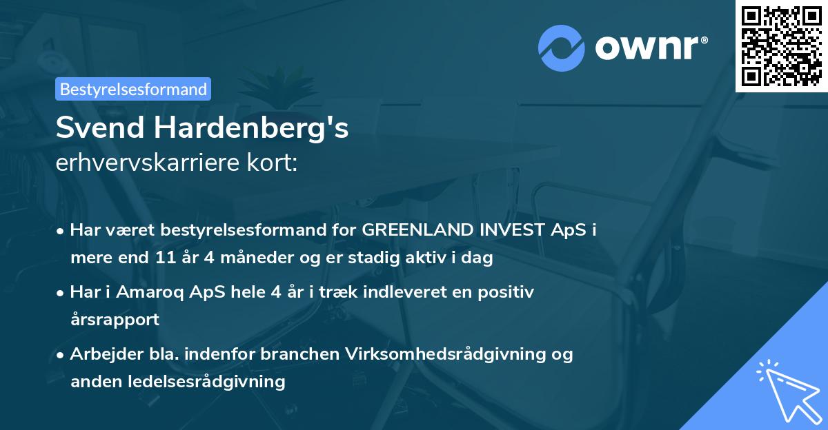 Svend Hardenberg's erhvervskarriere kort