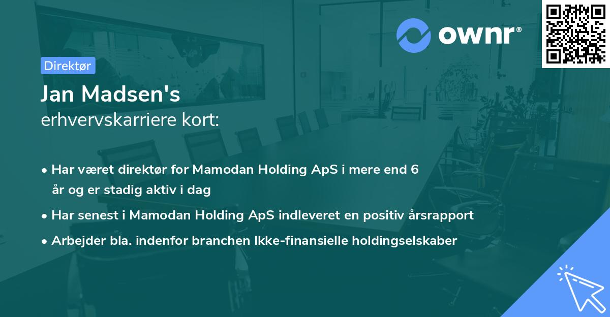 Jan Madsen's erhvervskarriere kort