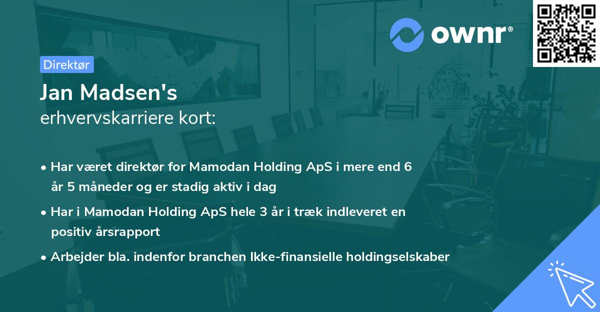 Jan Madsen's erhvervskarriere kort