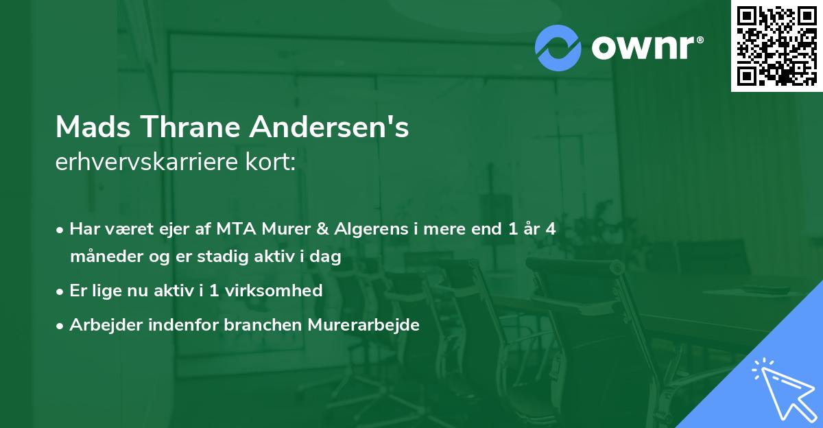 Mads Thrane Andersen's erhvervskarriere kort