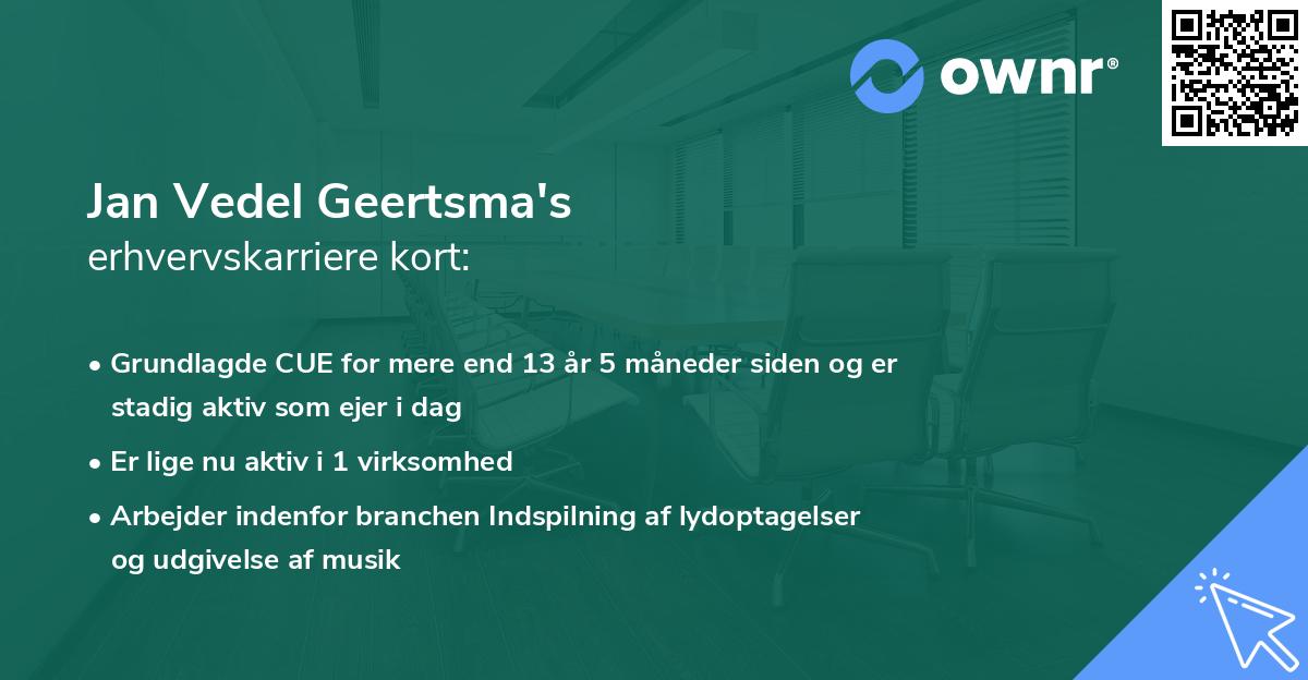 Jan Vedel Geertsma's erhvervskarriere kort