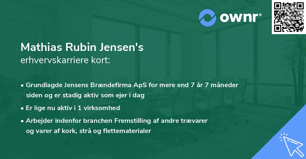 Mathias Rubin Jensen's erhvervskarriere kort