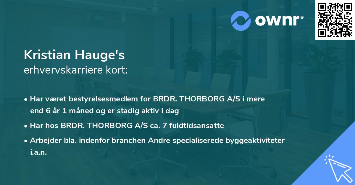 Kristian Hauge's erhvervskarriere kort
