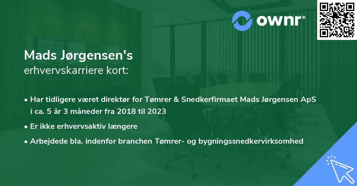 Mads Jørgensen's erhvervskarriere kort