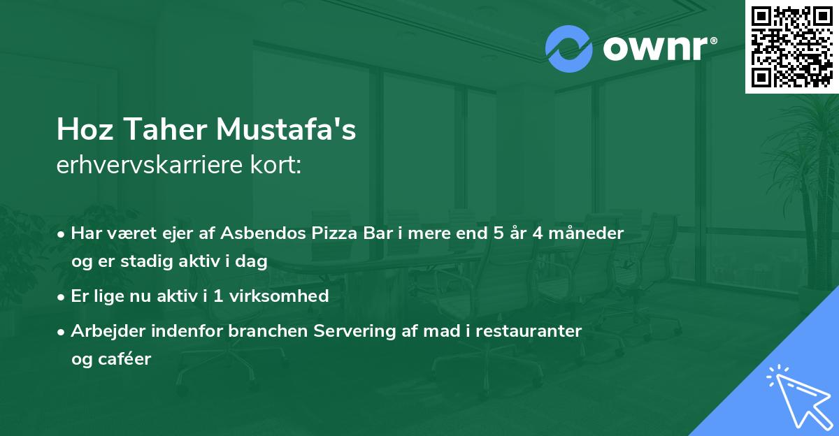 Hoz Taher Mustafa's erhvervskarriere kort