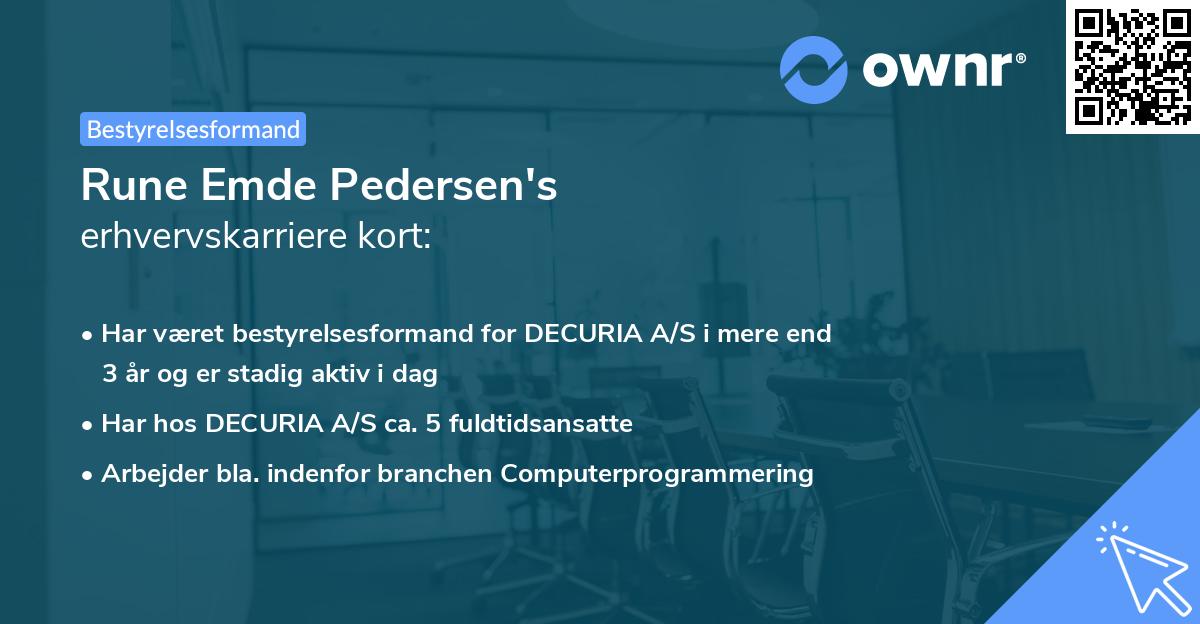 Rune Emde Pedersen's erhvervskarriere kort