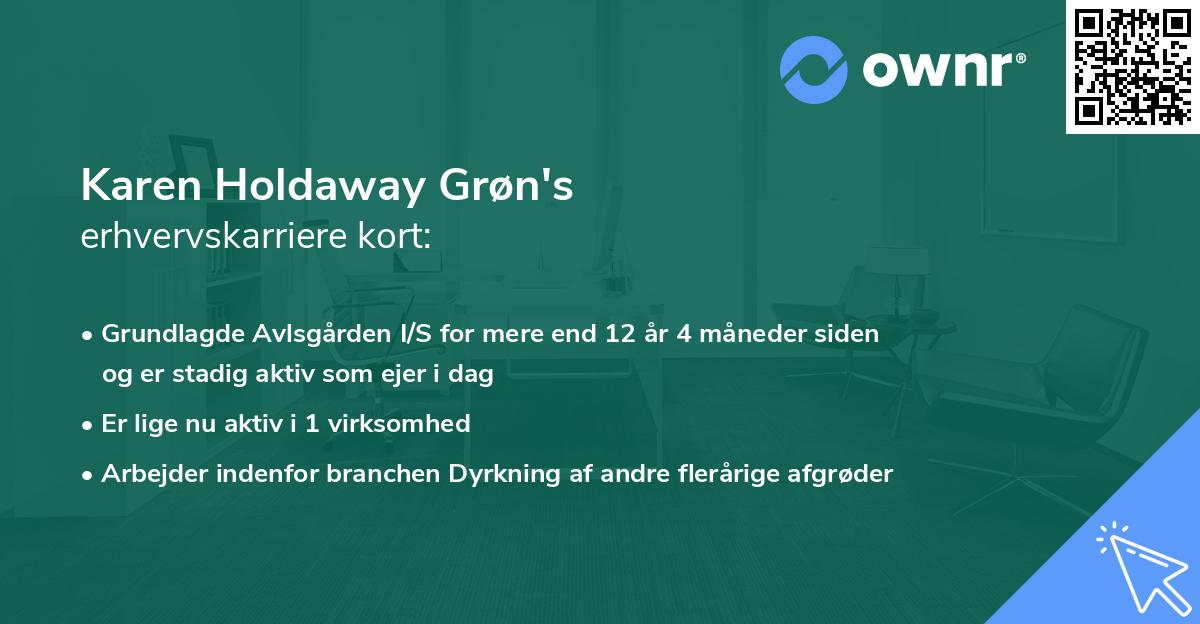 Karen Holdaway Grøn's erhvervskarriere kort