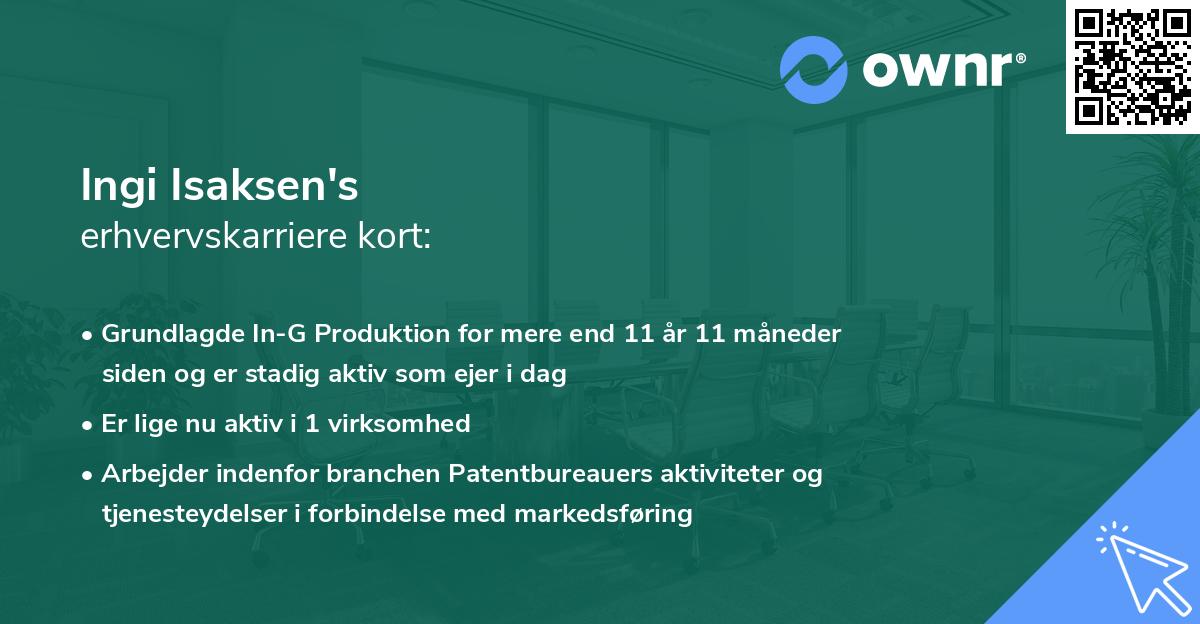 Ingi Isaksen's erhvervskarriere kort