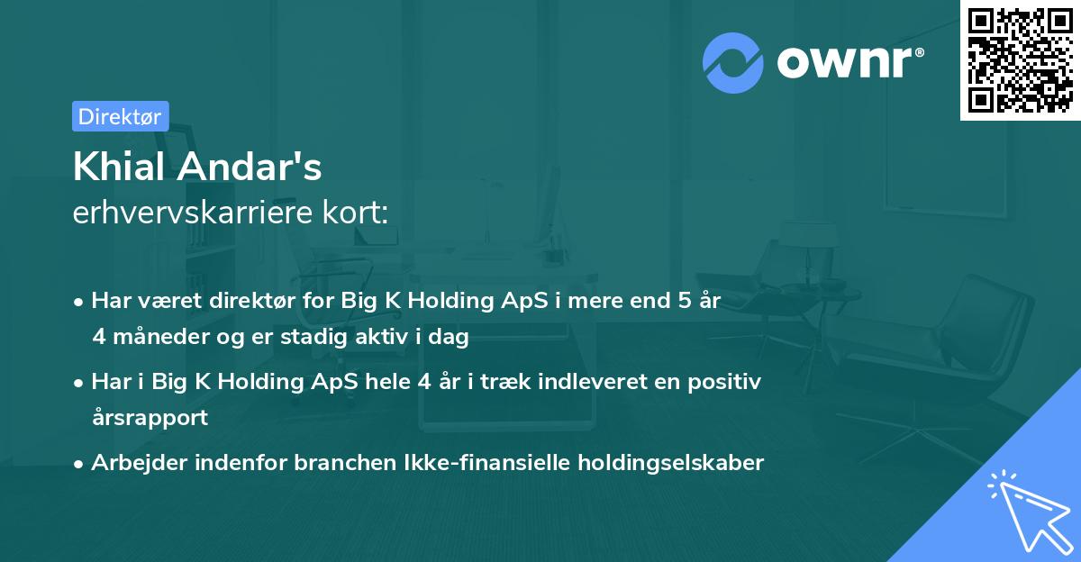 Khial Andar's erhvervskarriere kort