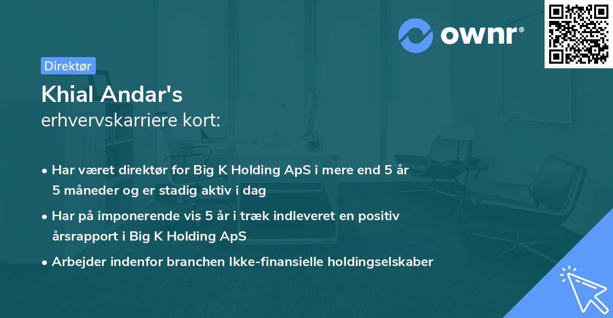 Khial Andar's erhvervskarriere kort