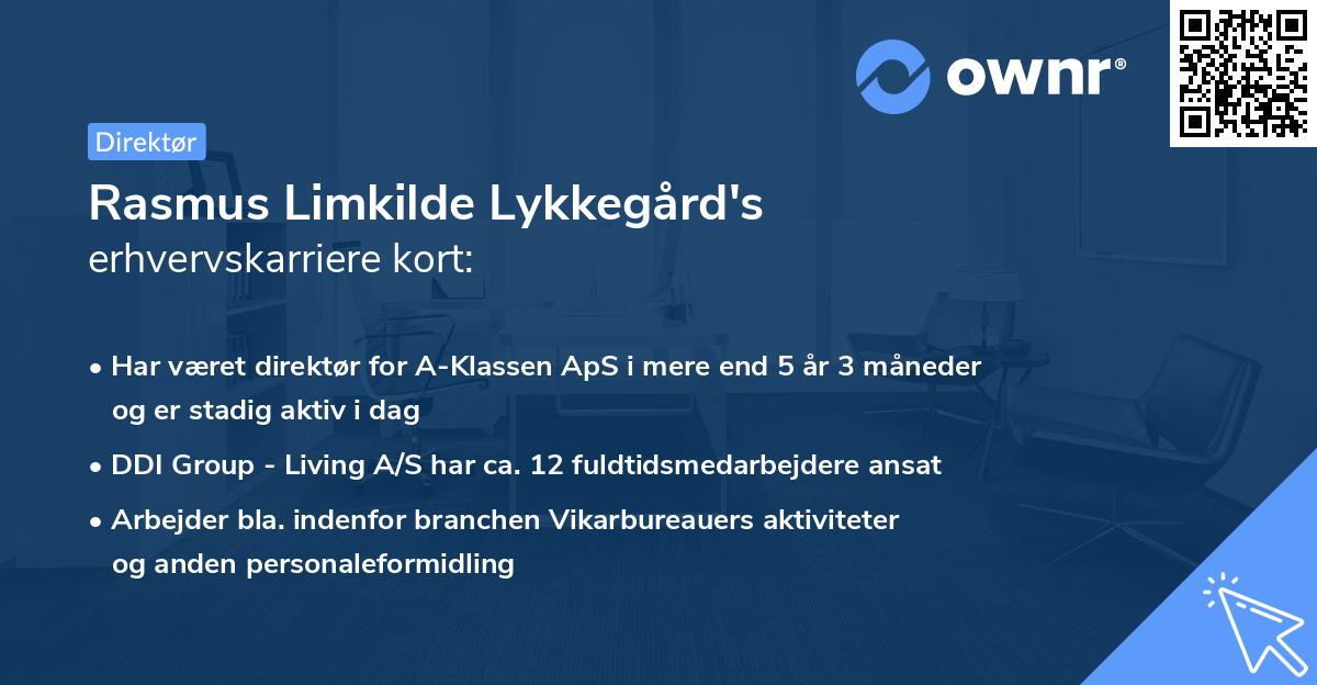 Rasmus Limkilde Lykkegård's erhvervskarriere kort
