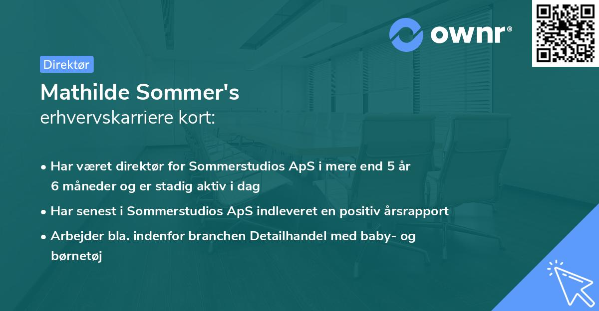 Mathilde Sommer's erhvervskarriere kort