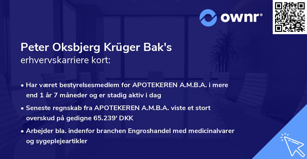 Peter Oksbjerg Krüger Bak's erhvervskarriere kort