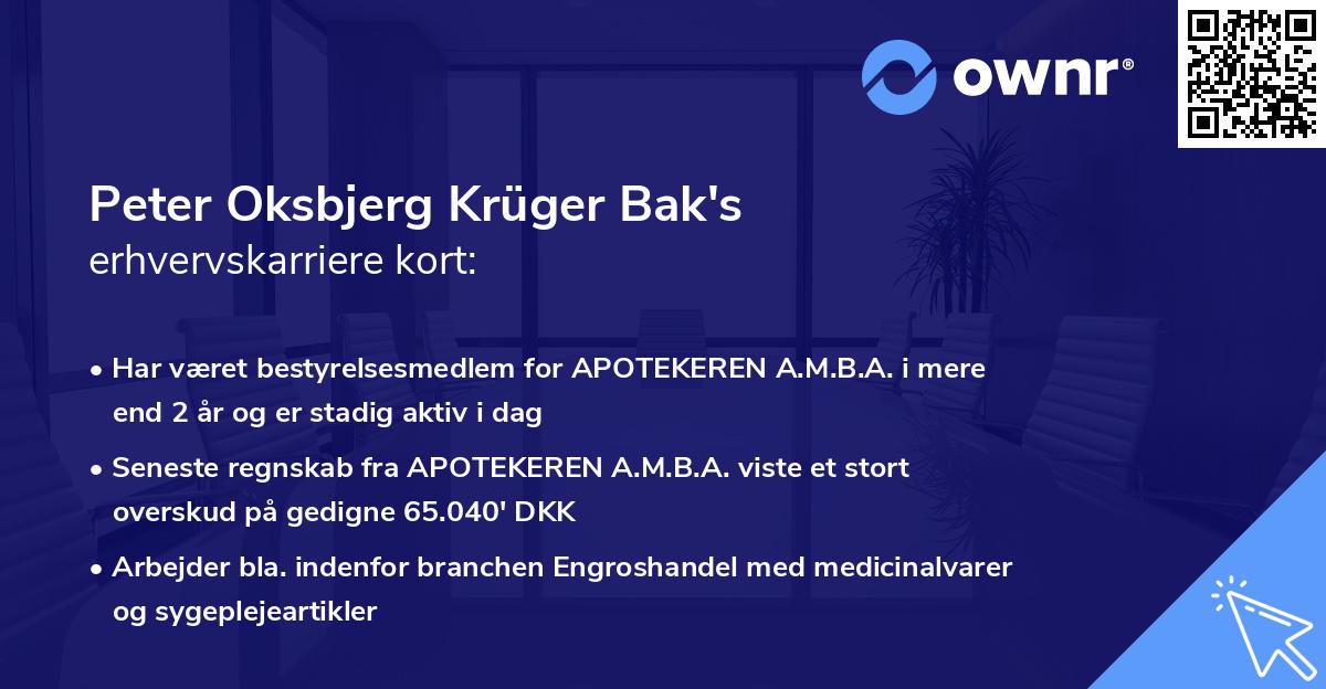 Peter Oksbjerg Krüger Bak's erhvervskarriere kort