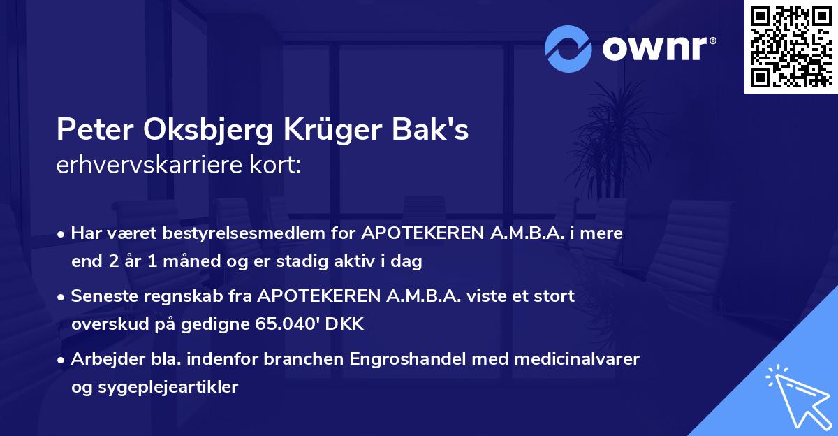 Peter Oksbjerg Krüger Bak's erhvervskarriere kort