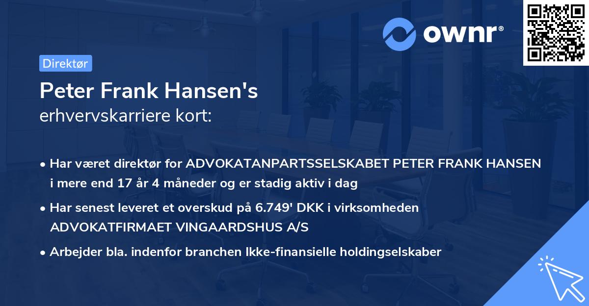 Peter Frank Hansen's erhvervskarriere kort