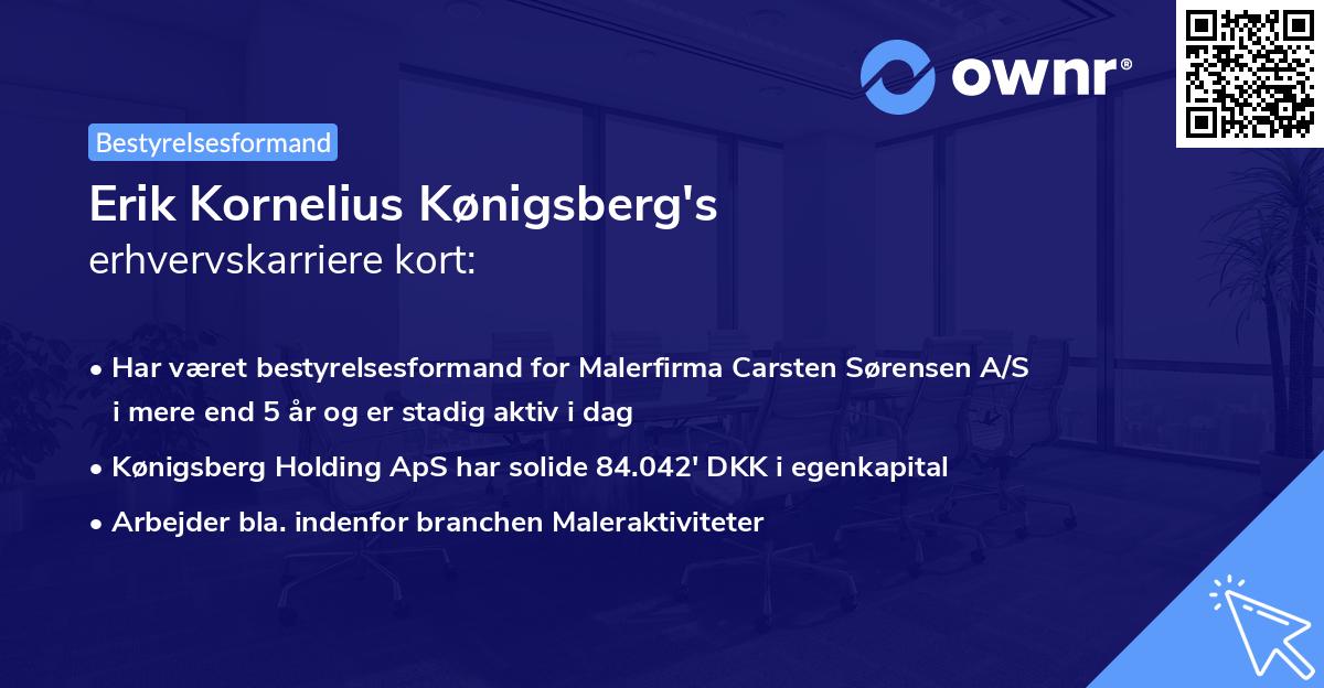 Erik Kornelius Kønigsberg's erhvervskarriere kort