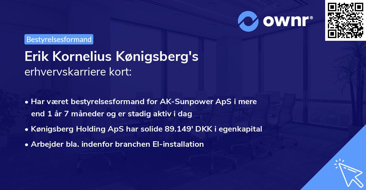 Erik Kornelius Kønigsberg's erhvervskarriere kort