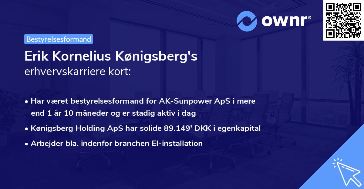 Erik Kornelius Kønigsberg's erhvervskarriere kort