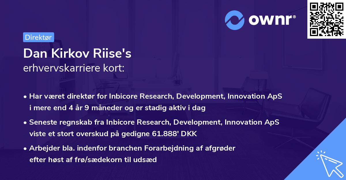 Dan Kirkov Riise's erhvervskarriere kort