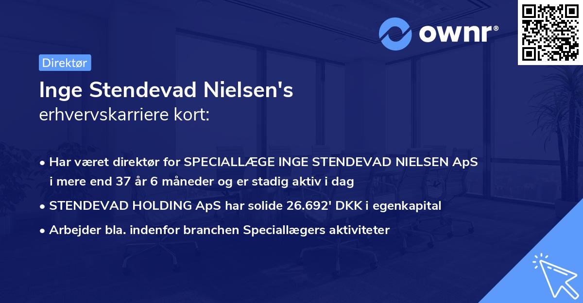 Inge Stendevad Nielsen's erhvervskarriere kort
