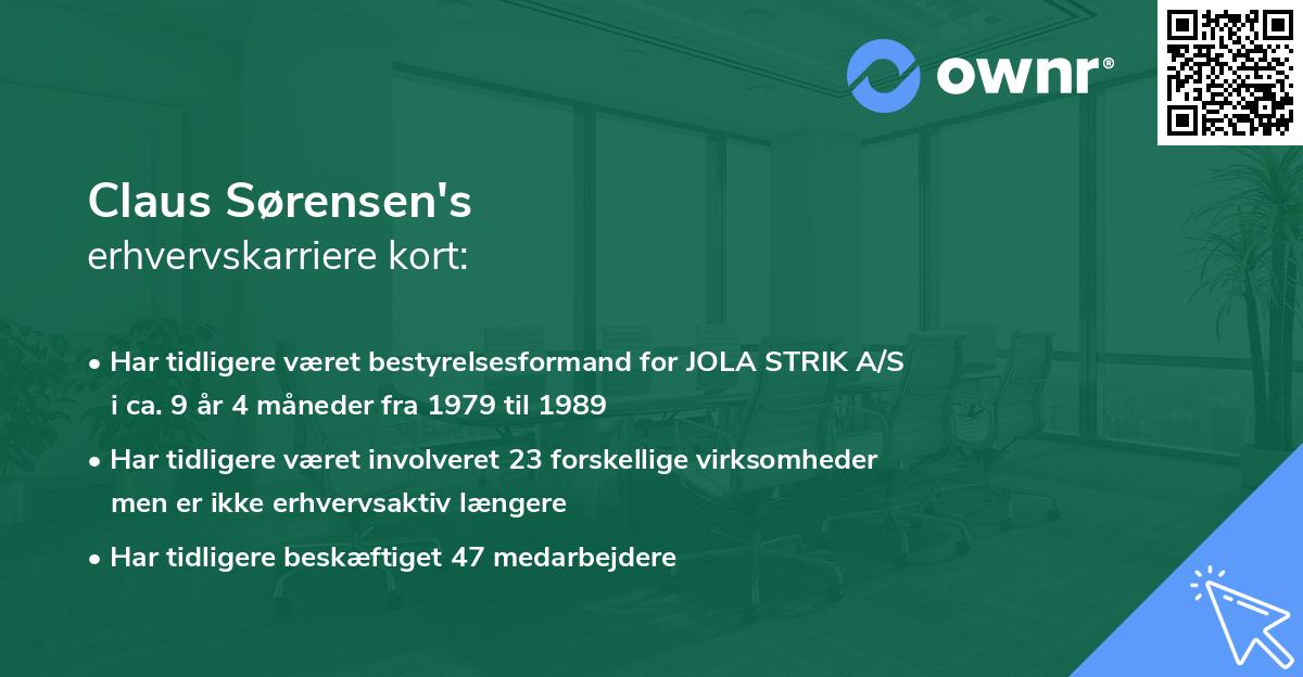Claus Sørensen's erhvervskarriere kort