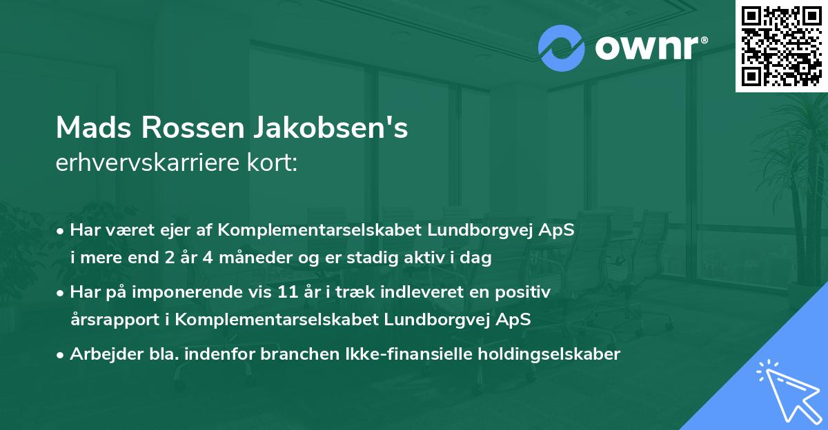 Mads Rossen Jakobsen's erhvervskarriere kort