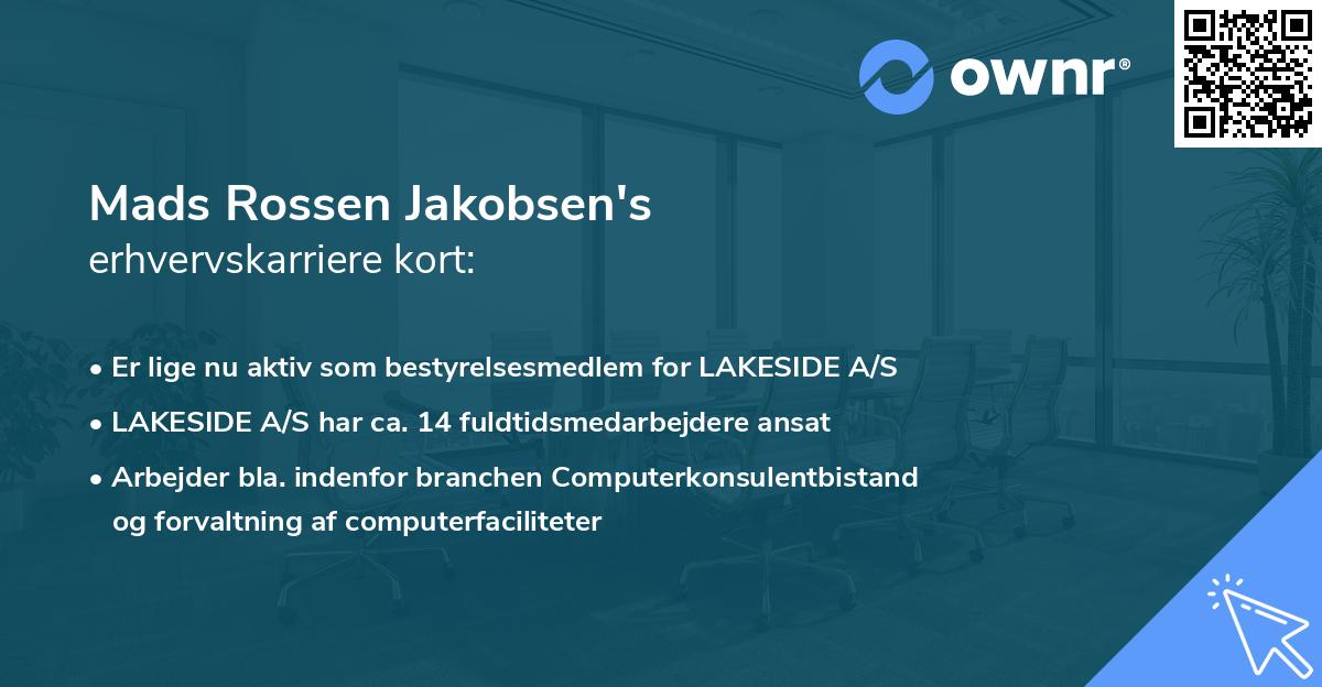 Mads Rossen Jakobsen's erhvervskarriere kort